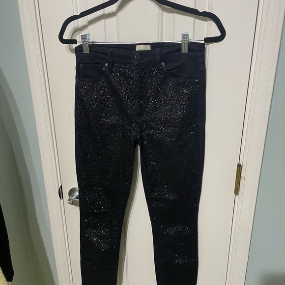 Alice & Olivia Skinny sequin black jeans - Picture 3 of 7